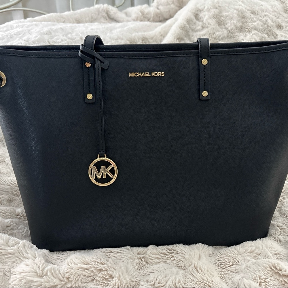 Michael Kors Black Leather Tote Bag - Picture 2 of 5